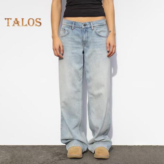 Широкие джинсы для женщин, эластичные джинсовые брюки с высокой талией и карманами, повседневные прямые джинсовые брюки