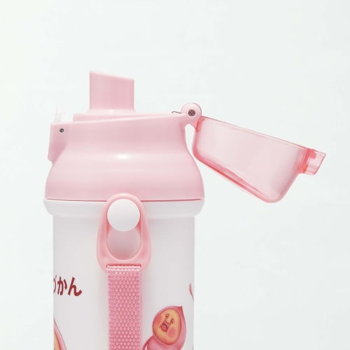 Skater Children's Water Bottle, 480ml, Direct Drinking, Plastic, One-Touch Operation, Dishwasher Safe, Made In Japan, Kobito Zukan (Peach Butt) Design