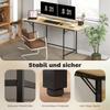 Foldable Computer Desk With 2 Pull Out Panels Ample Space For Monitors Metal Legs Sturdy Construction Oak Black