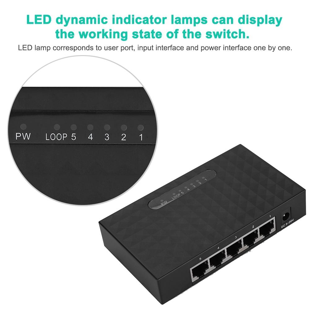 5-портовый быстрый 10/100/1000 Мбит/с гигабитный Ethernet LAN концентратор сетевой гигабитный коммутатор черный