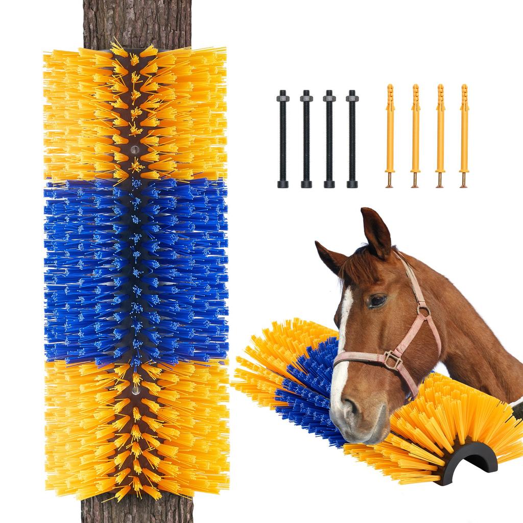 VEVOR Livestock Scratching Brush, Horse Brush with 2 Screws, 20 x 7.5 in Cow Scratcher, for Back Itch Relief & Keep Cleaning