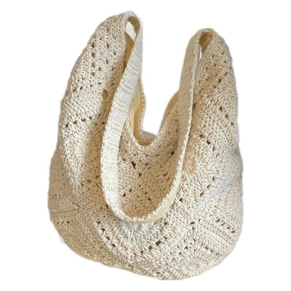 Ленивый стиль Вязаная крючком наплечная сумка Большая вместимость Сумка-тоут Модная женская плетеная сумка из соломы Дамы