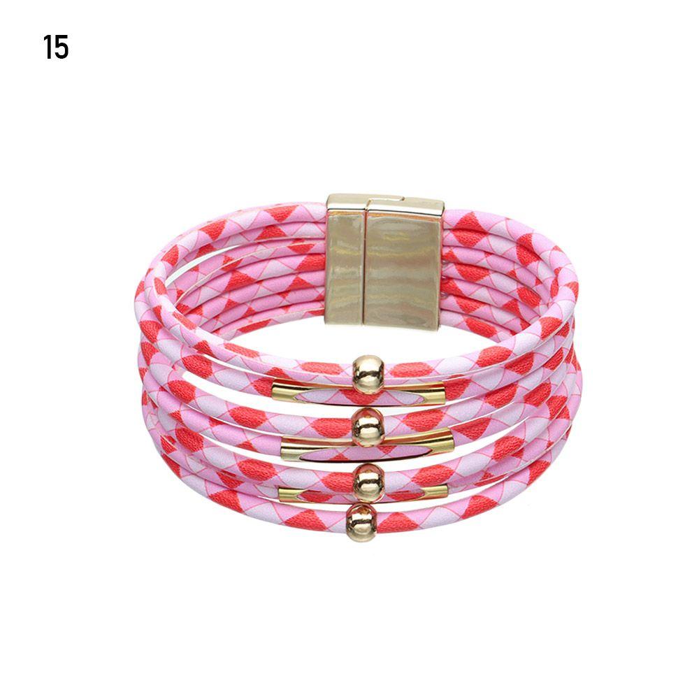 Retro Elegant Women Wrist Bands Leopard Leather Bracelets Multilayer Bangles Wide Wrap Bracelet