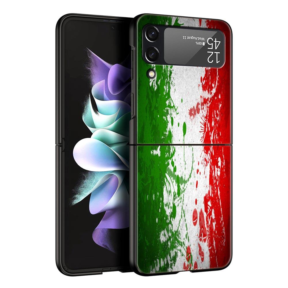 Чехол для телефона Samsung Galaxy Z Flip 3 4 5 6 7 Складной Черный Корпус Для Samsung Z Flip4 Flip5 ПК Жесткая Крышка Итальянский флаг