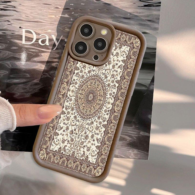 Чехол для телефона в ретро-стиле с дизайном ковра, подходит для iPhone 17 16 15 14 13 12 11 Pro/Max/Plus, противоударная задняя крышка