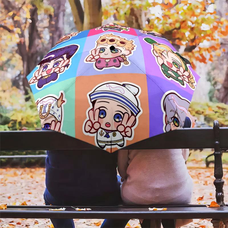 1 шт. Автоматический складной зонт - Узор Jojo's Bizarre Adventure Портативный складной дизайн с 8 спицами Рождественские и новогодние подарки
