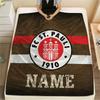 Custom Name FC St. Pauli Flannel Blanket, High quality Comfortable for All Seasons, Home Decor, Warmth and Comfort