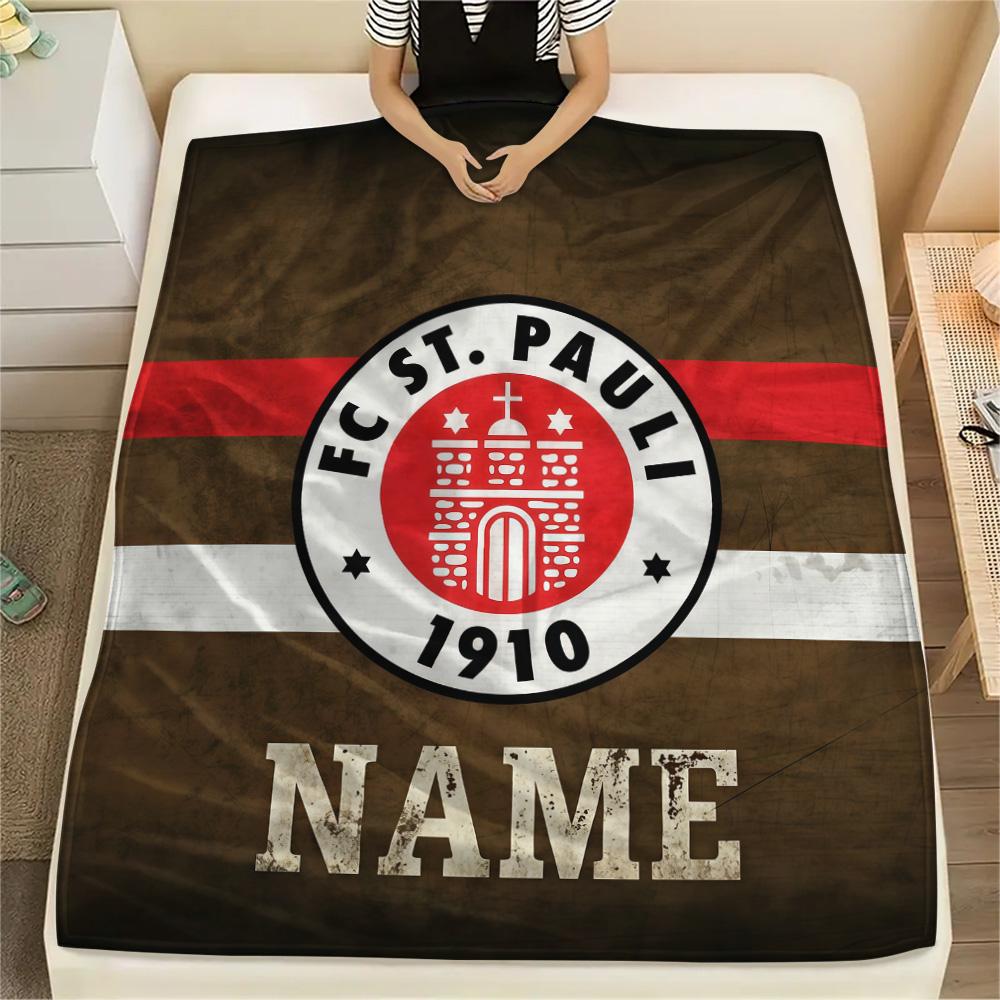 Custom Name FC St. Pauli Flannel Blanket, High quality Comfortable for All Seasons, Home Decor, Warmth and Comfort