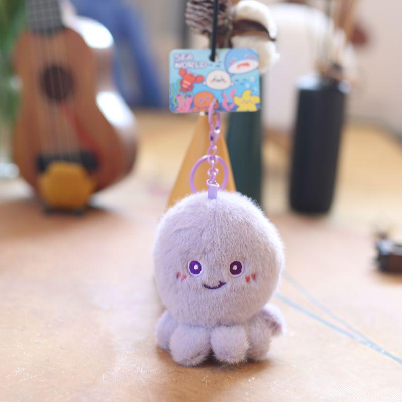 Cute Cute Marine Animal Jellyfish Pendant Plush Toy Doll Crab Lobster Keychain Bag Hanging Decoration