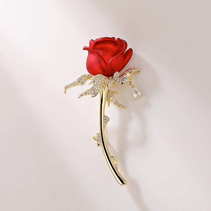 2024 Red Rose Brooch for Coat Suit - High-End Fashion Accessory