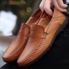 Leather Shoes Doudou Shoes Low-top Breathable Soft Leather Soft-soled Casual Shoes Daily Driving Comfortable One-pedal Men's Shoes