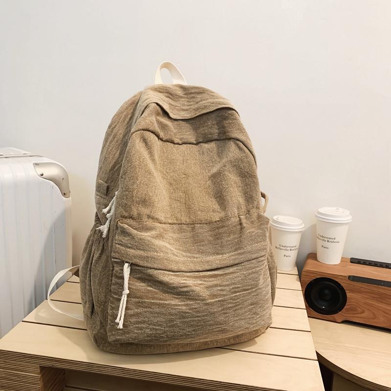 Школьный женский рюкзак в стиле ретро, ​​холст, большая вместимость, студенческий рюкзак