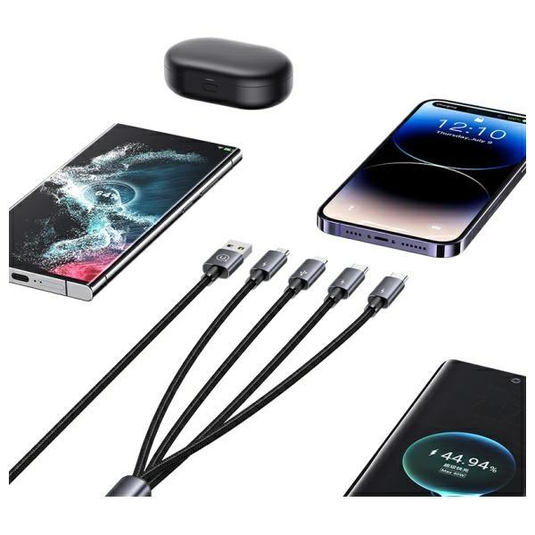 Usams Kabel 4W1 2Xusb-C/Lightning/Microusb 15W 1,2M Aluminum Alloy Data Cable Sufeng Series Sj739Usb101 (Us-Sj739)