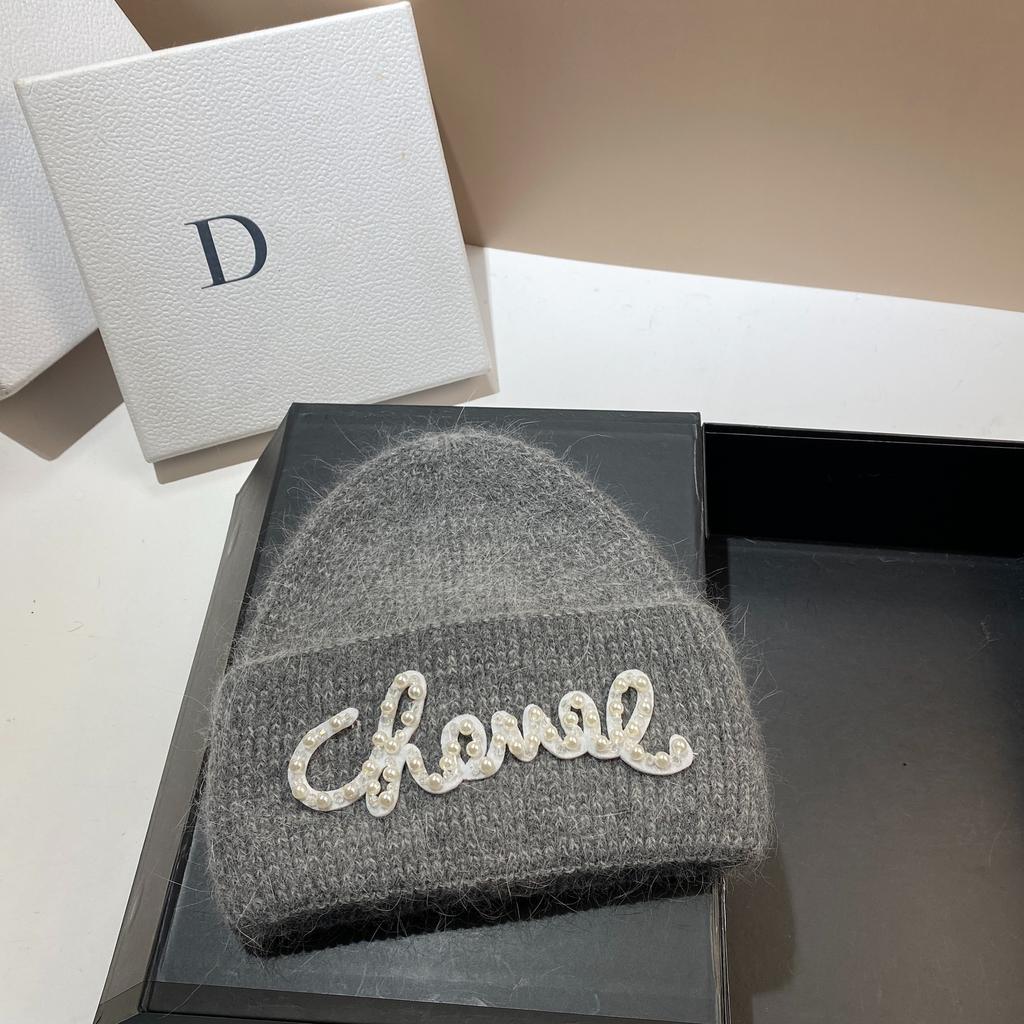 Жемчужная Шляпа Кроличий Мех Теплая Вязаная Шапка Женская Модная Зимняя Холодная Шапка Увеличить И Удлинить Двухслойные Края Шапка