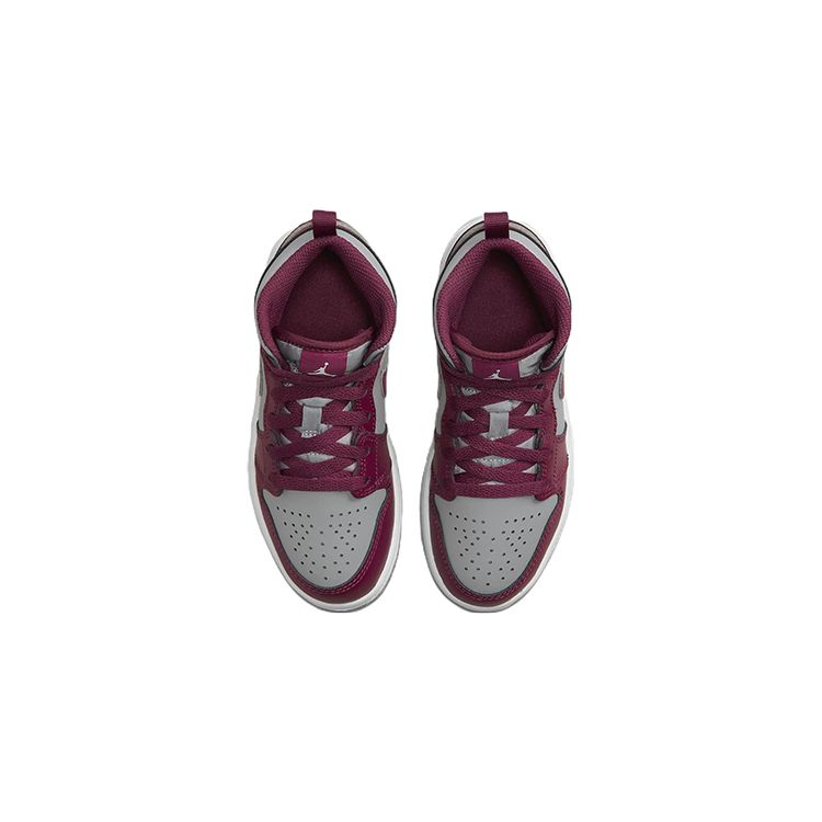 Детские кроссовки Air Jordan 1 Mid PS Cherrywood Red Cement-Grey White DQ8424-615