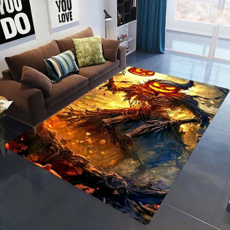 Halloween Carpet Mat Rug Horror Witch Scarecrow Pumpkin Lantern House Bat Print Dark Art Home Decoration Living Room Floor Decor