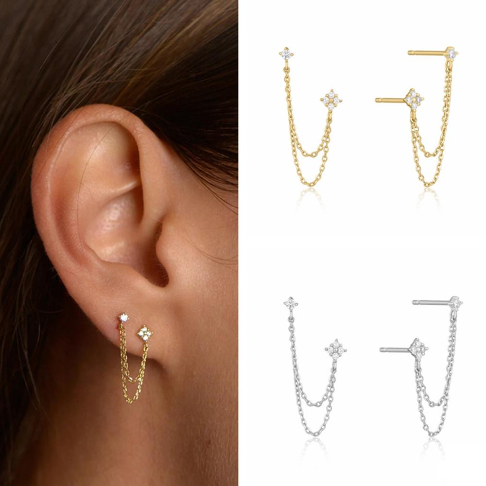 1 Pair Ear Studs Tassel Chains Earrings For Women Ear Piercing Jewelry Gift YSX