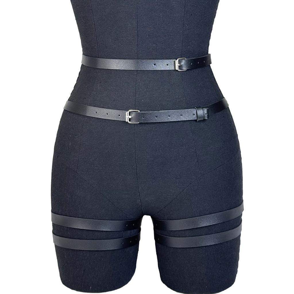 PU Leather Sexy Lingerie Leg Harness Thigh Garter Belt Gothic Belt Underwear Exotic Costume Women Dress