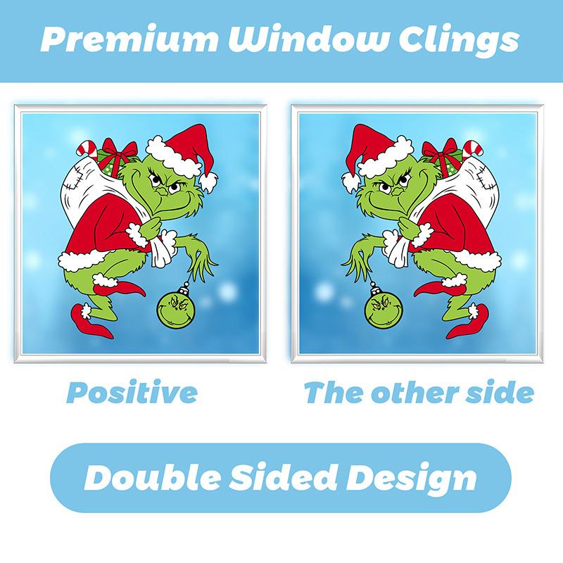Рождественские наклейки Гринча на окна, рождественские художественные наклейки на стены, домашний магазин, декор