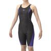 Swimsuit Fitness One Piece Spats Half Snug Black X Purple XO [Arena] (Open Back, Leg, Pad) Women's (BKPP)
