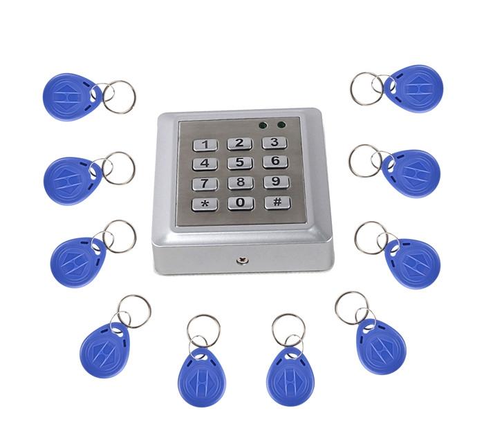 10-ключевая карта + RFID 125 кГц, металлическая клавиатура, контроллер доступа, считыватель, одиночная сигнализация тампера, 2000 пользователей