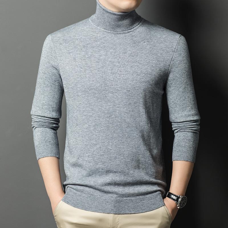Autumn and Winter Casual Versatile Solid Color Warm Bottoming Shirt Men's Knitted Sweater