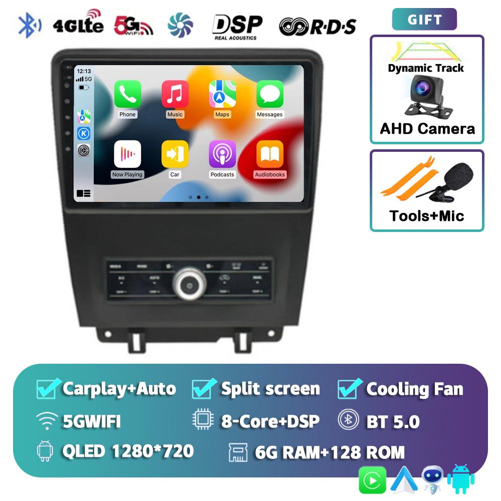Android 14 Carplay Auto для Ford Mustang 2010 2011 2012 2013 2014 Автомобильный радиоприемник Мультимедийный плеер Видео GPS Стерео WIFI+4G 2 din DSP