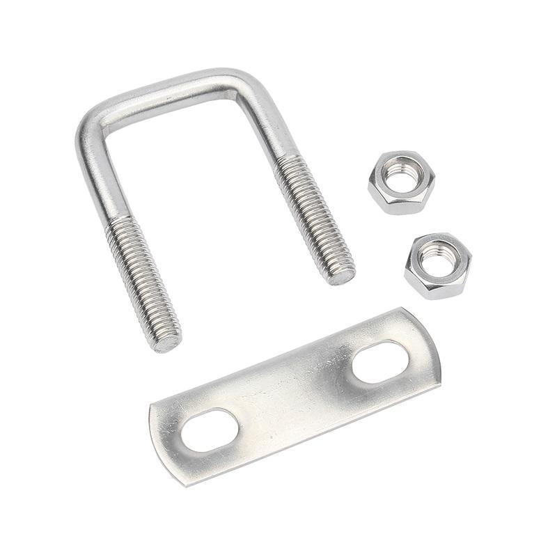 1/2sets M8 M10 M12 304 Stainless Steel Square Clamp Right Angle U Screw Nuts Plate Baffles U Bolt Set