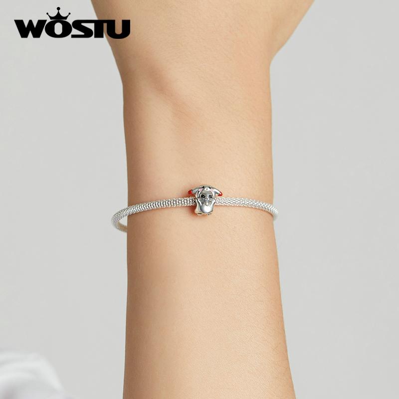 WOSTU Бусины из стерлингового серебра 925 пробы с изображением животных, подвеска в виде милого кота, подходит для оригинального браслета, ожерелья, ювелирные изделия своими руками