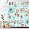 Rainbow Shower Curtain Colourful Cute Bohemian Abstract Print Kids Shower Curtain Polyester Fabric Art Bathroom Decor With Hooks