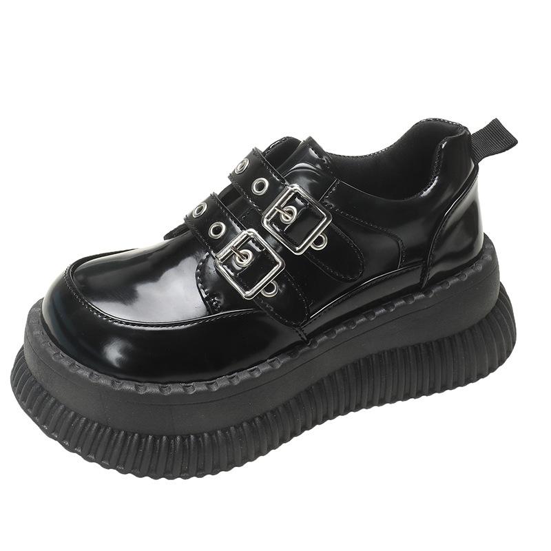 2025 летние новые туфли на платформе женские универсальные туфли в британском стиле с небольшим кожаным каблуком-буфом, увеличивающие рост женские туфли