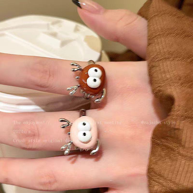 Charming Big-Eyed Open Ring for Girls – Unique, Fashionable, and Personalized Index Finger Ring, Perfect for Besties and Couples.