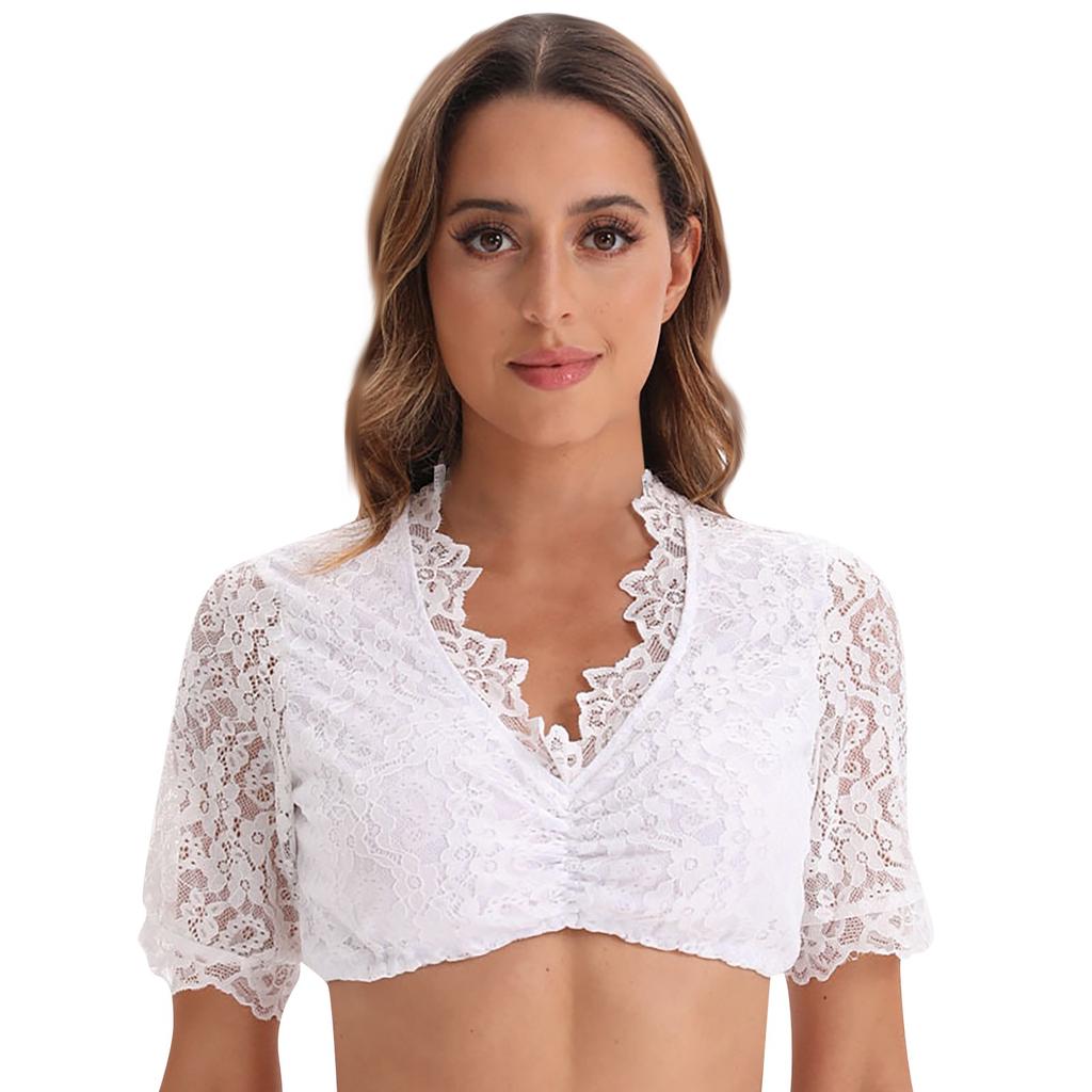 Ladies Elegant Bodysuit Black Bodysuit Lace Shirt For Oktoberfest Ladies Elegant Classical Halloween Oktoberfest Lace Panel Small Shirt Top