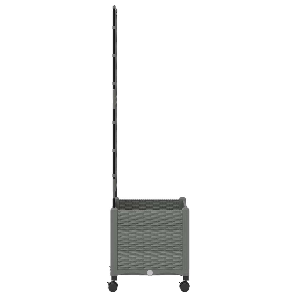 Planter with Trellis and Wheels Light Gray 40 x 40 x 149 cm PP