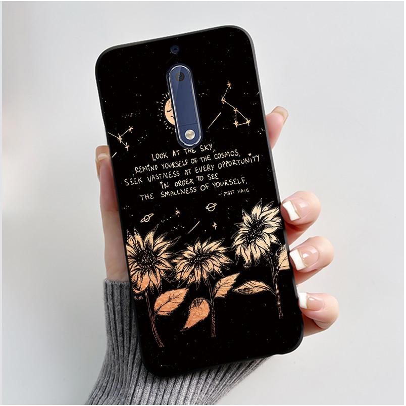 Чехол Для Nokia 5 Эстетичный Модный Милый Кот Мультяшный Черный Мягкий ТПУ Чехол для Телефона Для Nokia 5 Чехол-Бампер TA-1053 TA-1024