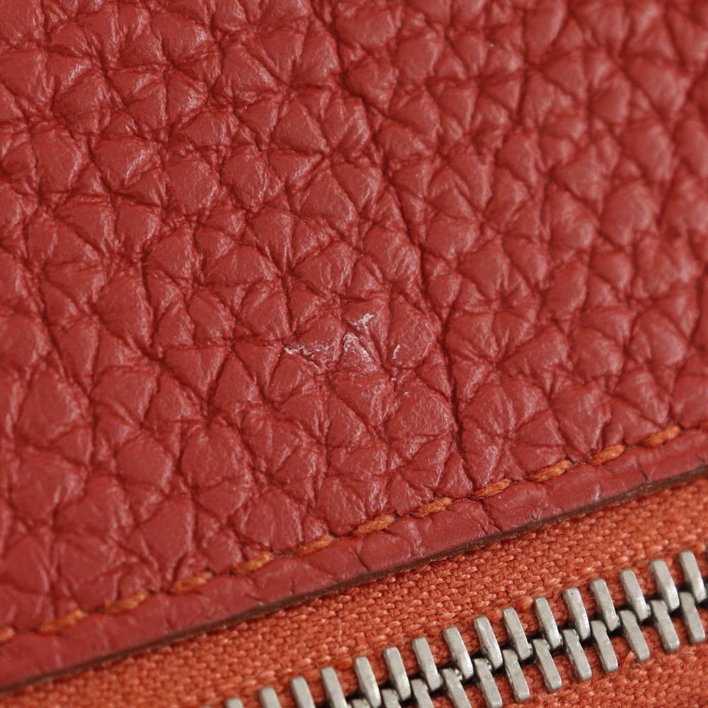 HERMES Dogon Long Purse Red Togo Women Used