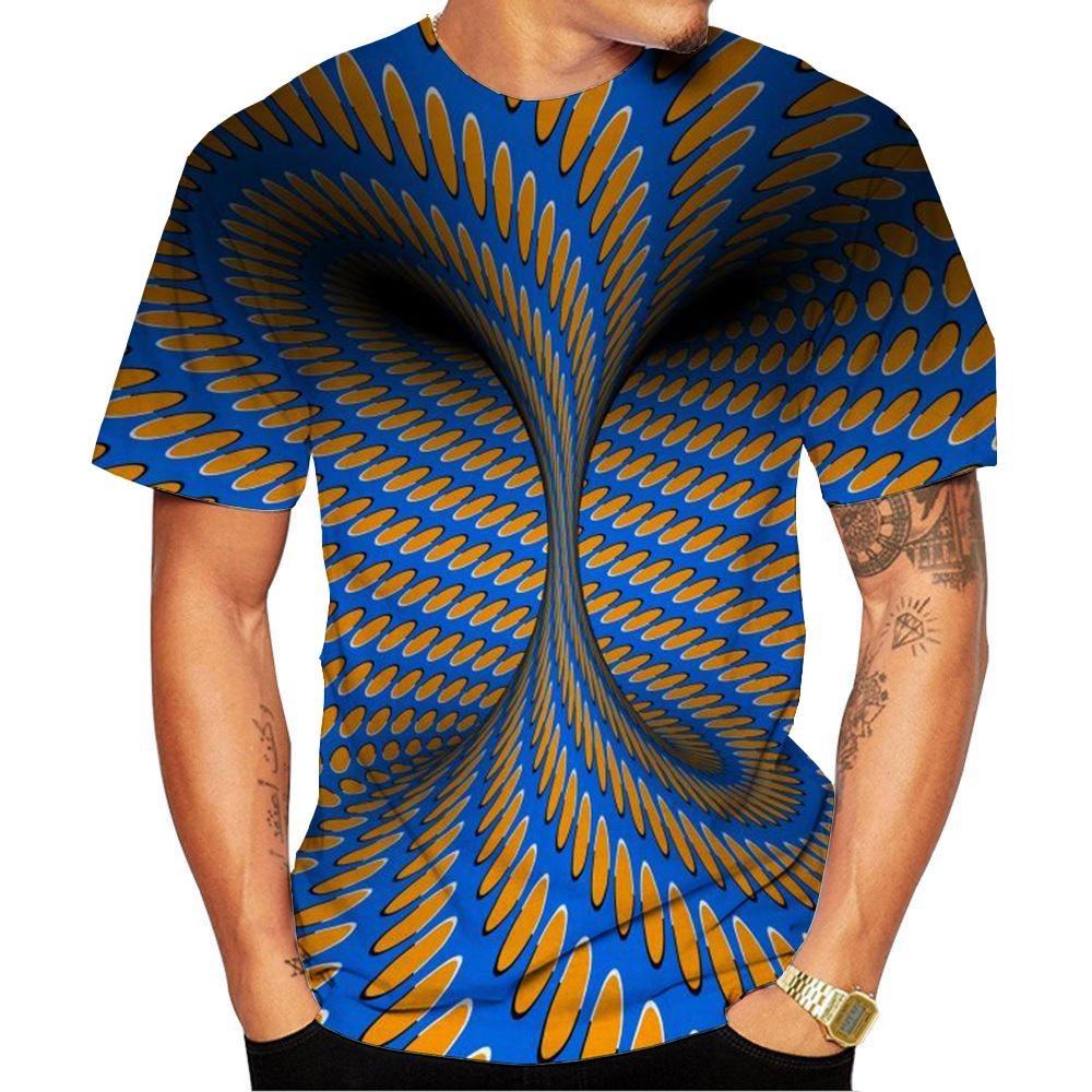 Men's and Women's Round Neck New Fashion  3D Print Visual Dizzy Pattern T-shirt Street Unisex Kids Novel Fashion Top 100-6XL