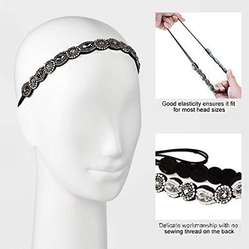 Pearl Rhinestone Beaded Hairband Elastic Hair Band Bohemian Hair Accessories Korean Style Headband
