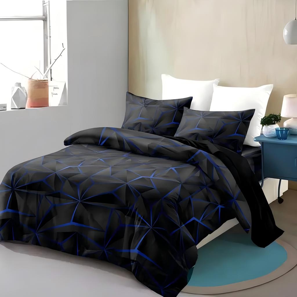 Geometric Line Grid Pattern 3d Print Quilt Cover All Season Soft Bedding Cover Pillowcase Luxury Home Textiles Duvet Cover Sets