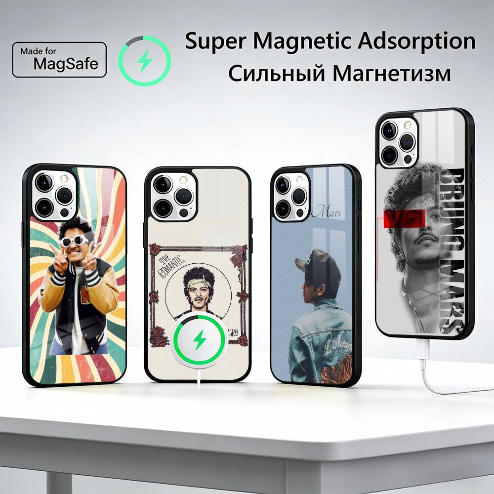 Чехол для телефона M-Mars с Бруно Марсом для iPhone 17 16 15 14 13 12 11 Серии, с поддержкой беспроводной зарядки