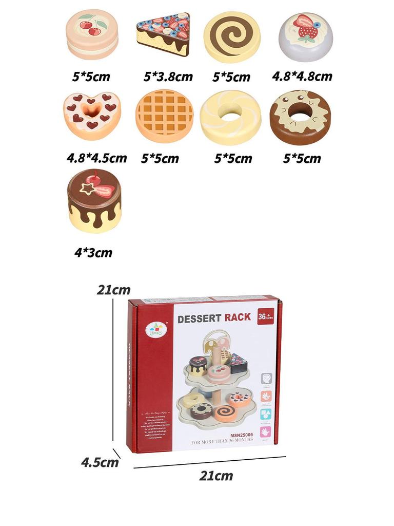 Wooden Dessert Kitchen Set: Pretend Play Cake & Ice Cream Afternoon Tea Toy