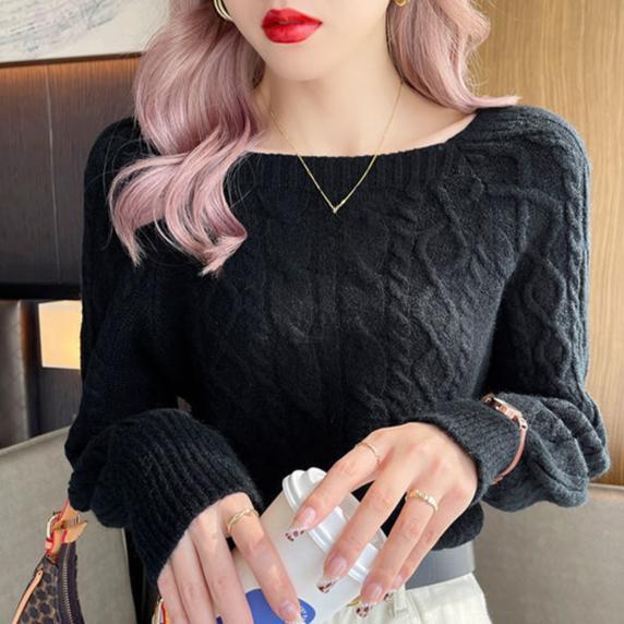 Осень-зима женские свитера с квадратным воротником короткие вязаные пуловеры трикотажные джемперы топы верхняя одежда