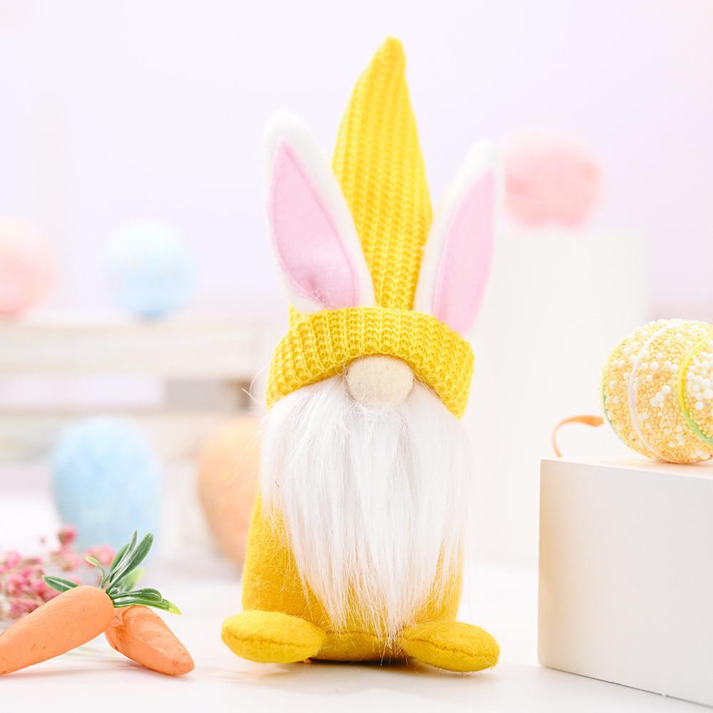 Fabric Easter Bunny Gnome House Accent With Handmade Craft For Seasonal Celebrations