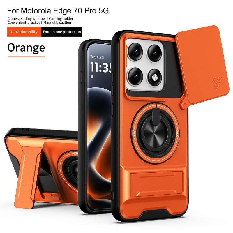 Магнитный двойной стенд, чехол с выдвижным окном для Motorola MOTOEDGE 50/60/70 Pro
