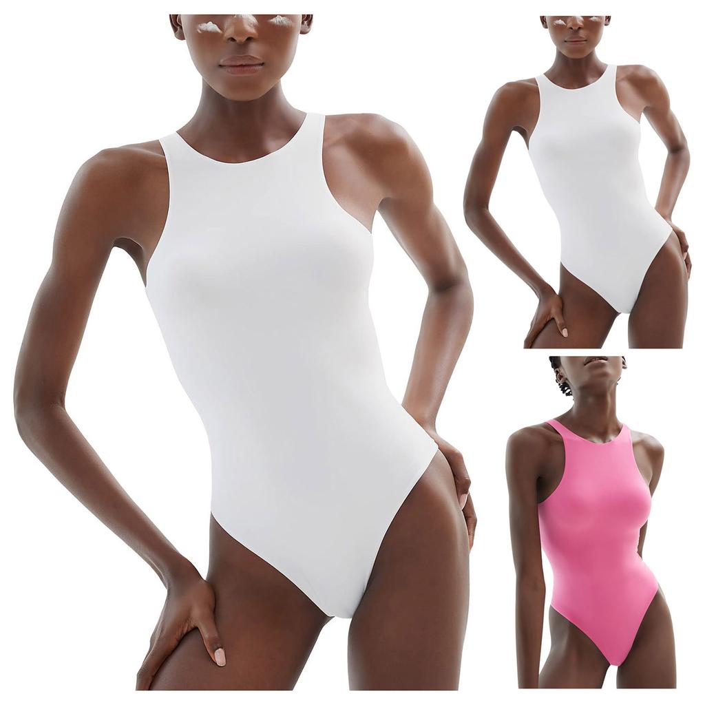 Мягкое боди с высоким воротом для женщин, сексуальная майка без рукавов с вырезом