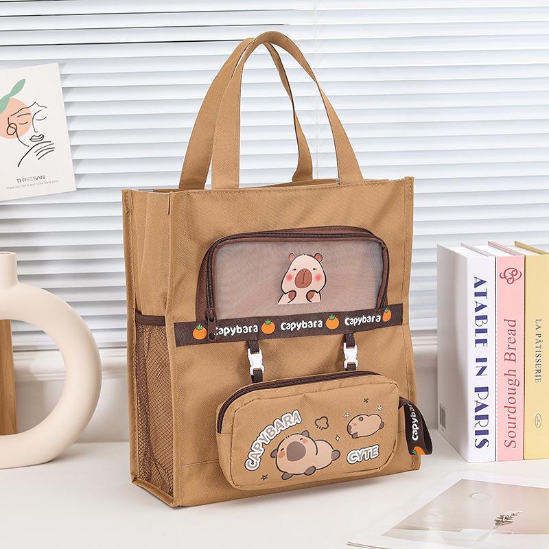 Канвасная сумка-тоут А4 с пандой - Большой вместимости для студентов и детских книг