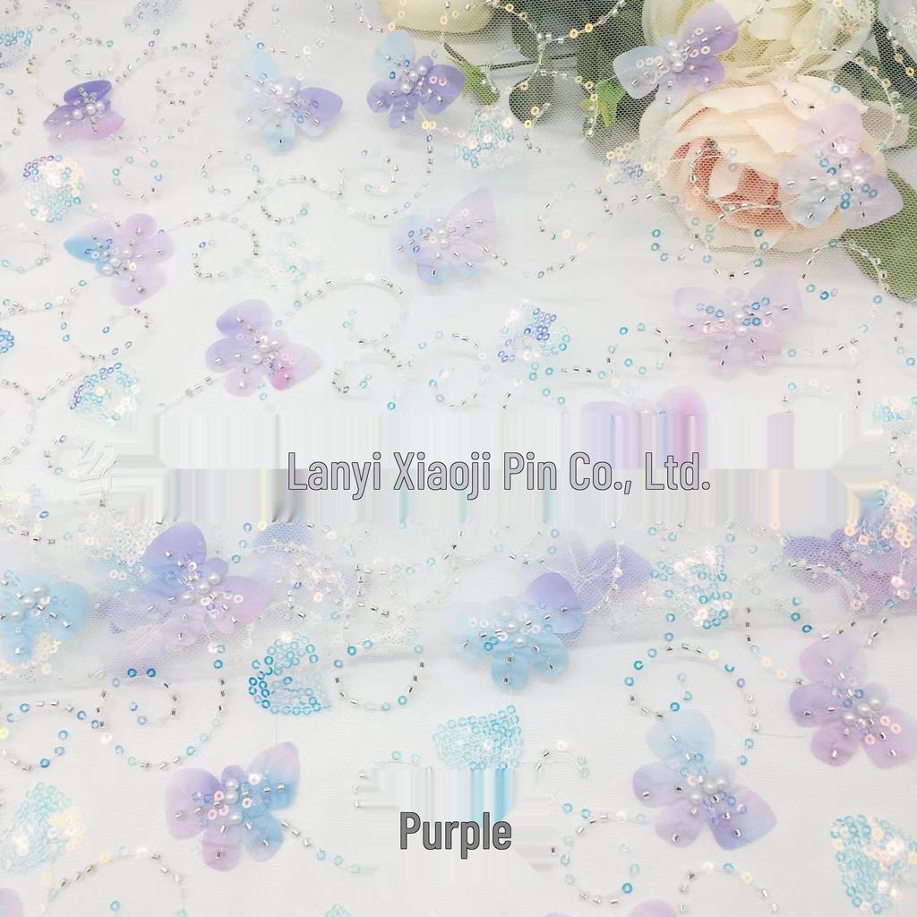 3 мм бусины-пузырьки и пайетки, сетчатая ткань в виде бабочек для детских юбок с вышивкой