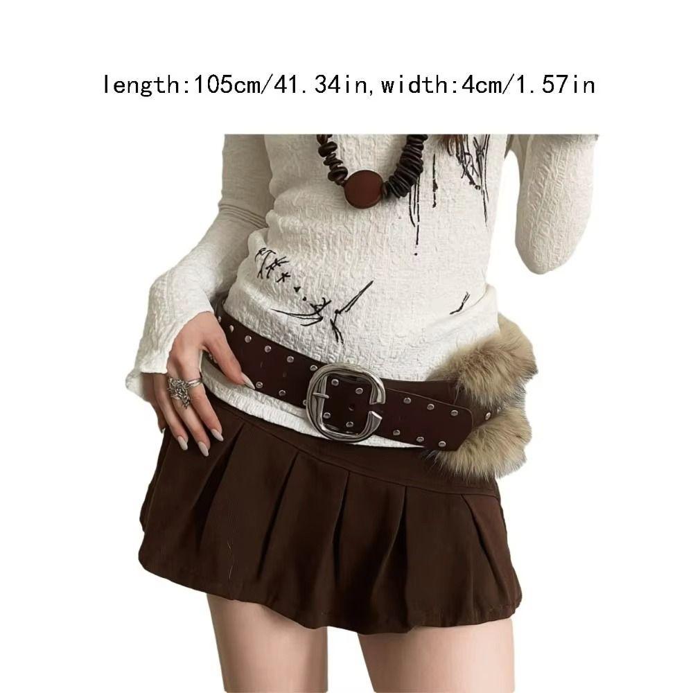 Rivet Women's Wide Belt Leather Y2K Waist Belt Fashion Punk Style Belt  Skirt