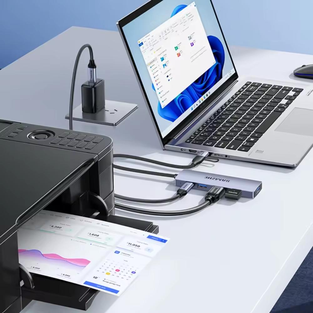 SAMZHE 5Gbps USB-A/C Aluminum Alloy Extender 4 USB 3.2 Ports Type-C 3.0 Splitter Multi-Interface Hub Adapter in Stock