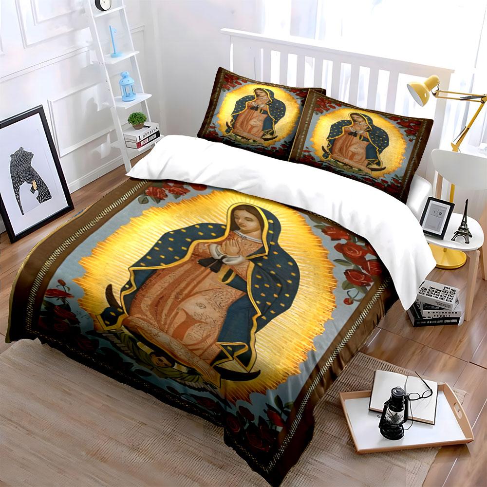 Religious figure with roses. Bedding sets Duvet cover sets Duvet covers Pillowcases(1 * Duvet Cover 2 * Pillowcases without duvet insert)